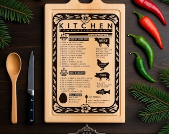 Kitchen Conversions Cutting Board SVG Laser File (Digital Download