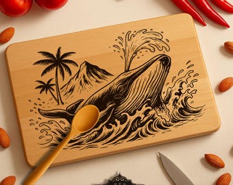 Whale Cutting Board SVG File: Laser Engraving Design (Digital Download)