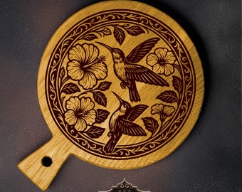 Hummingbird Charcuterie Board SVG Laser File: Cutting Board Design (Digital Download)
