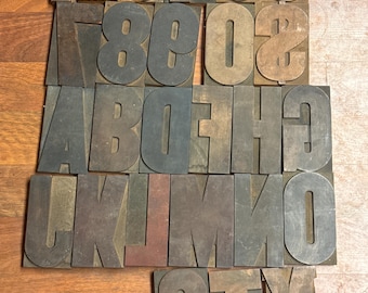Vintage 7" Wood Letterpress Blocks - Industrial Decor Printing Type