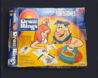 Vintage 1984 The flintstones draw rings design toy