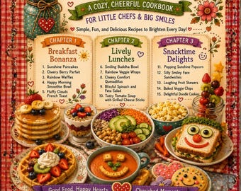 Cozy Vintage Cookbook | Cheery Recipes, Meal Planner, Kitchen Printables (Digital Download)