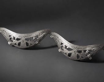 Vintage 1980s – Sterling Silber vergoldete Western-Schuhspitzen – mit eingraviertem Ausschnitt (NOS Deadstock)