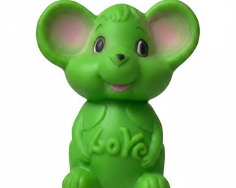 Vintage Green Mouse Squeak Toy – Mid Century Kitsch Dog Toy Made Taiwan