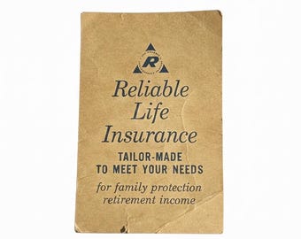 Vintage Reliable Life Insurance Needle Book | Mid Century St. Louis Ephemera