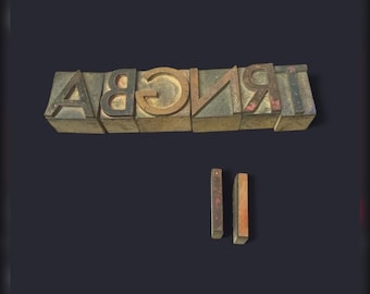 Vintage 1.5 inch Wood Letterpress Letters – Gothic Sans Serif – Antique Printing Blocks – Mid Century Print Shop Type