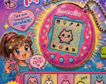Retro Virtual Pet PNG JPG Bundle | Kawaii 90s Fan Art (Digital Download)