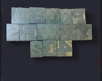 Vintage 2” Wood Letterpress Letters – Rounded Gothic Sans Serif – Antique Printing Blocks – Mid Century Typography Decor