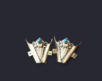 Vintage Snip Toe Boot Tips – Sterling Silver Plated w/ Turquoise – NOS Western Store Stock
