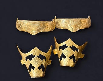 Vintage Hand-Engraved Brass Cowboy Boot Tips and Heel Guards Set | Western Store NOS