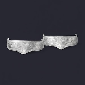 Protectores de tacón para botas de vaquero, de plata de ley, grabados a mano, estilo vintage. Accesorio de estilo western.
