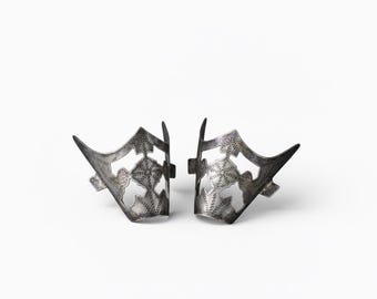 Puntas de botas vaqueras vintage nuevas, chapadas en plata esterlina, grabadas, estilo western. Par