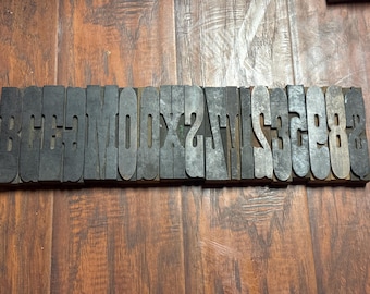Vintage 5" Wood Letterpress Type – Condensed Gothic Skinny Letters & Numbers – Rare Poster Printing Blocks