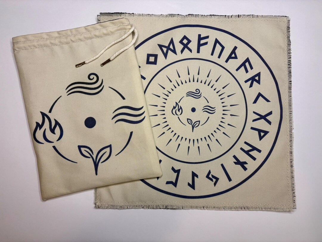 Elemental Rune Casting Mat & Storage Bag Set | Divination Cloth and ...
