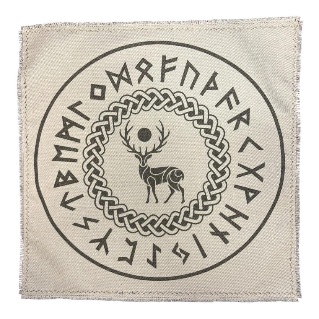 Rune Casting Mat With Elder Futhark and Stag / Handmade Divination ...