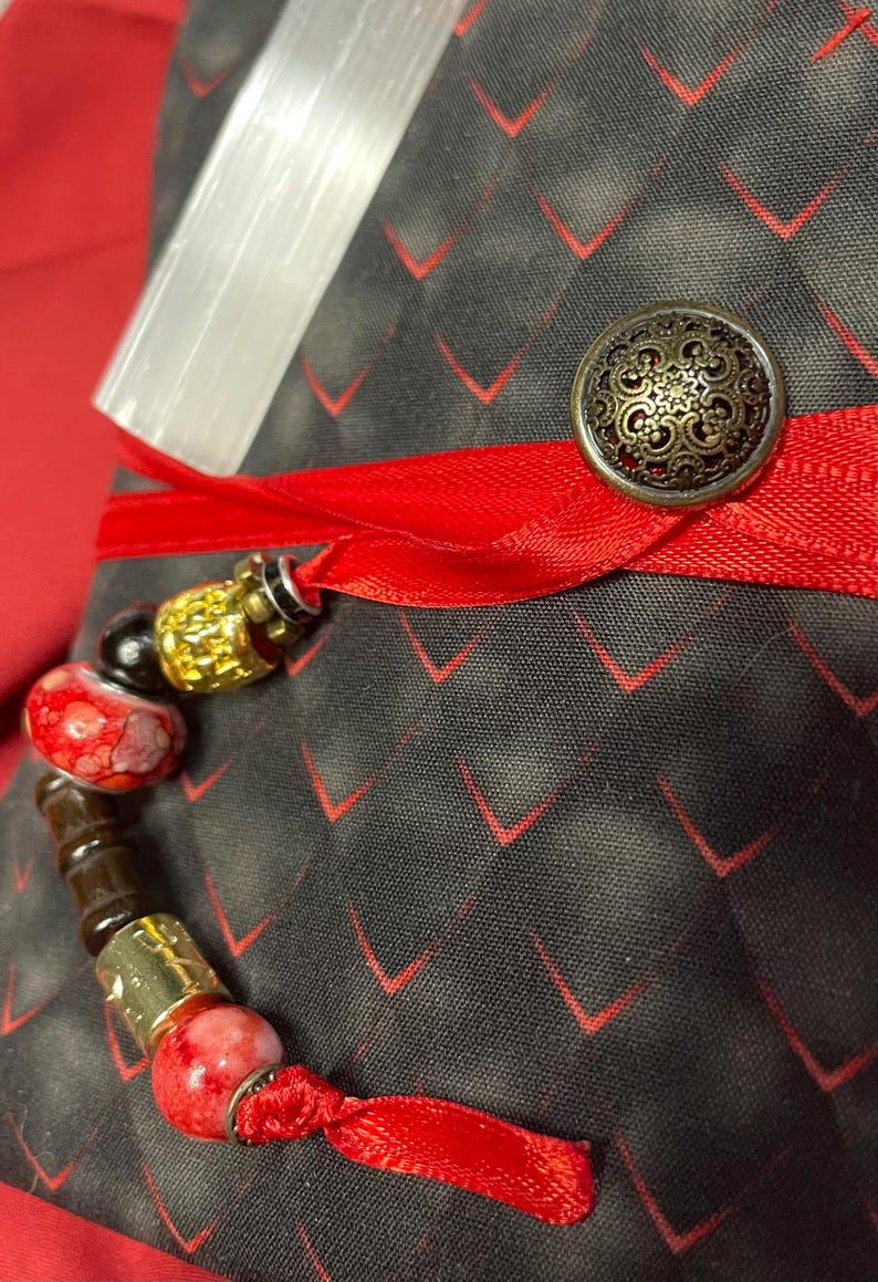 Gothic Dragon Scale Pattern Tarot Wrap With Beaded Ribbon | Includes ...