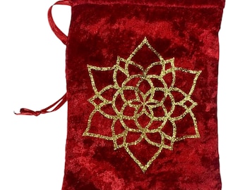 Gold Mandala - Red Velvet Tarot Pouch