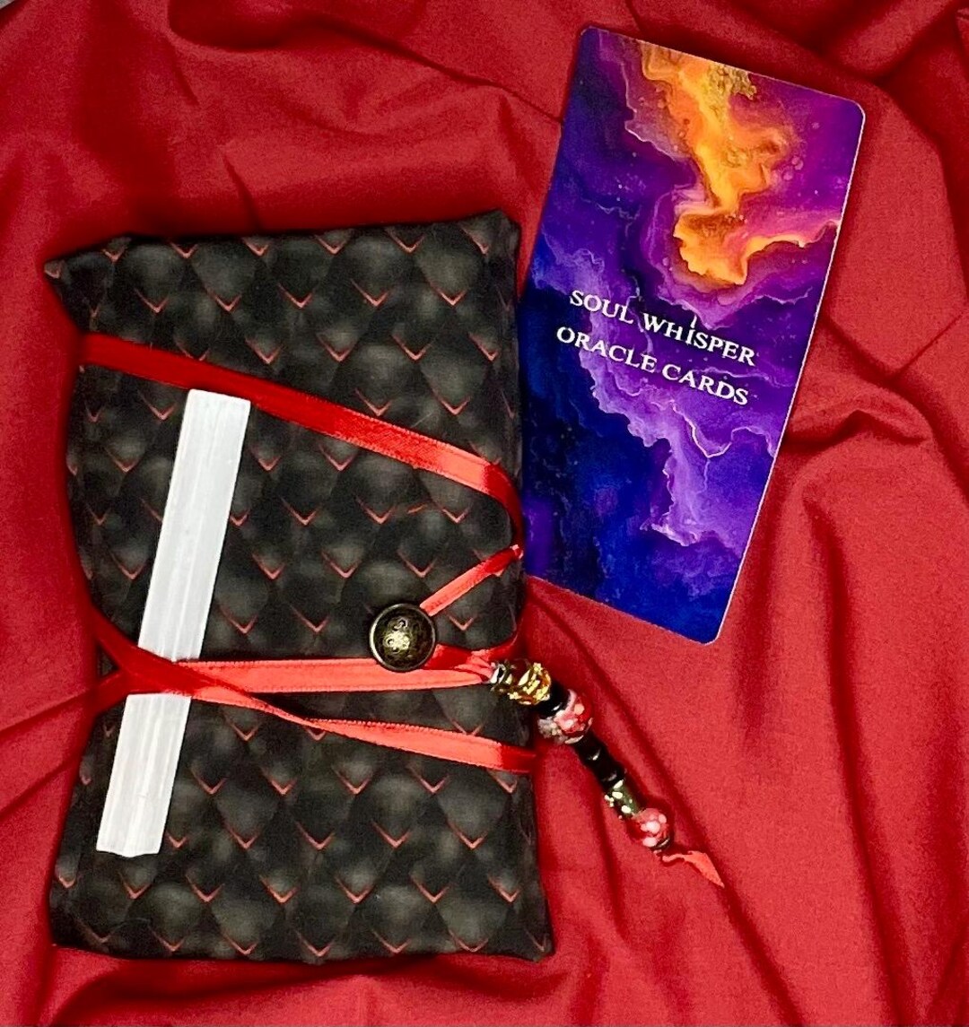 Gothic Dragon Scale Pattern Tarot Wrap With Beaded Ribbon | Includes ...