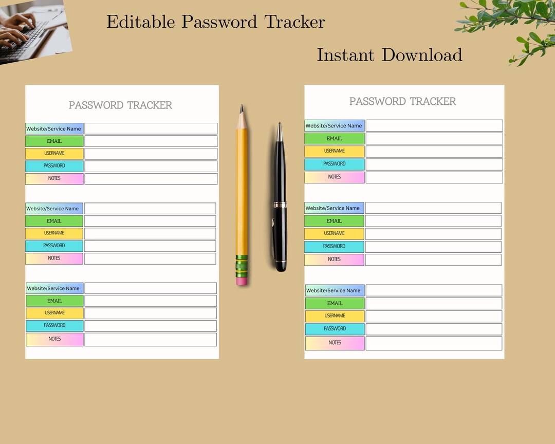 Password Tracker Printable PDF | Secure Login & Password Organizer - Etsy