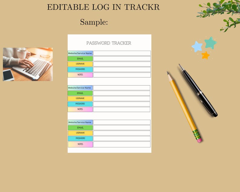 Password Tracker Printable PDF | Secure Login & Password Organizer - Etsy