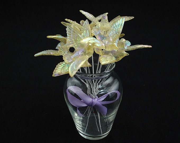 A Dozen Vintage Iridescent Bird Floral Picks Etsy