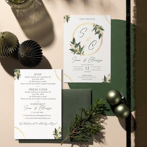 Creamy Rose Wedding Canva Invite • Fine Art E-Invite • Eco-Friendly Elopement Card • Boho Minimal Sage Botanical Template