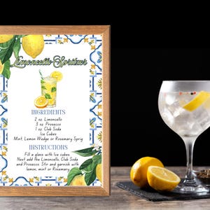 Limoncello Spritz Bar Sign | Editable DIY Cocktail Recipe Template | Wedding Drink Decor | Bridal Shower Sign | Instant Download