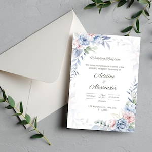 Modèle d'invitation de mariage élégant, modifiable sur Canva, téléchargement instantané, invitation de mariage moderne, carte d'invitation imprimable DIY