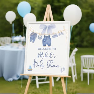 Blue Jean Baby Shower Welcome Sign | Custom Canva Template Denim | Digital Download Printable | DIY Party Decor & Easel | 16"x20"