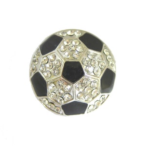 6pc Soccer Ball Crystal Rhinestone Sport Buckle - Shoe Clips Sport Slider Scrapbooking BUC-017 (30mm or 1.2inch)