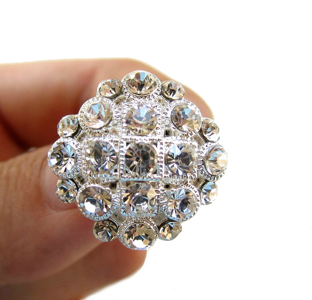 20 Square Rhinestone Buttons for Wedding Invitation Card Hair ...