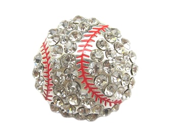 6pcs Baseball Crystal Rhinestone Sport Buckle - Shoe Clips, Baseball Cap, Sport Slider, Flipflop BUC-015 (30mm or 1.2inch)