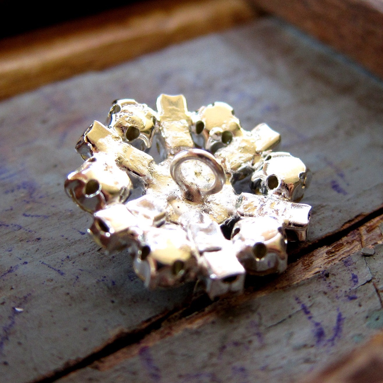 5 Pearl Crystal Rhinestone Buttons for Wedding Hair