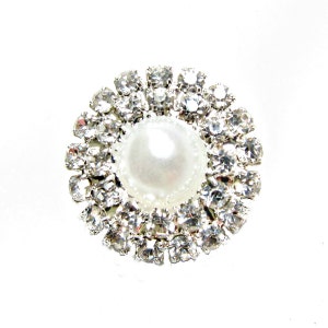 5 Pearl Crystal Rhinestone buttons for Wedding Decoration Invitation Card Scrapbooking Jewelry Supply RB-024 (18mm or 0.7inch)