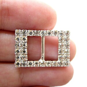 12 Crystal Rhinestone Buckle Wedding Decoration Invitation Ribbon Slider Scrapbooking Napkin Ring BUC-010 (16mm by 23mm or 0.6&quot; by 0.9&quot;)