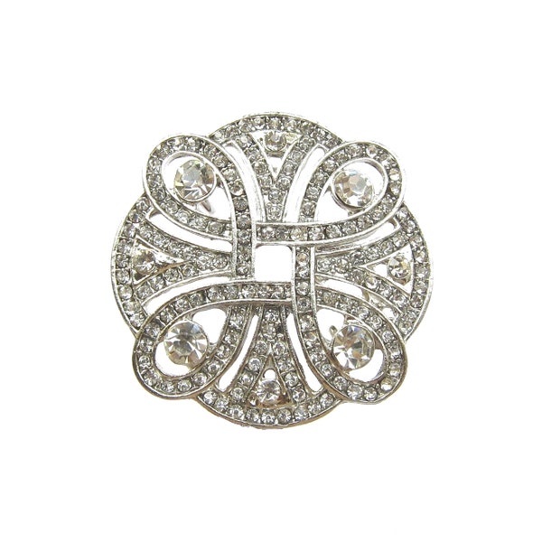 5 Art Deco Crystal Rhinestone Connectors - Wedding Hair Accessories Shoe Clip Ring Pillow CN-017 (35mm or 1.4inch)