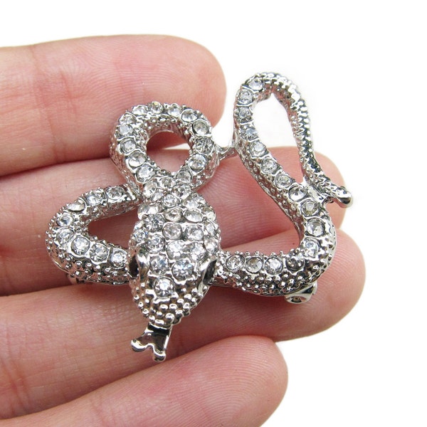 2 Snake Crystal Rhinestone Brooch - for Wedding Bouquet Hair Accessories Hair Pin BRO-013 (34mm or 1.3inch)