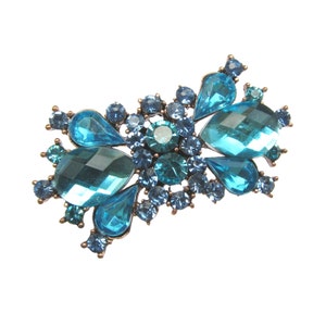 5 Blue Rhinestone Buttons - Wedding Hair Accessories Something Blue Shoe Clips Gift Box  RB-122 (45mm or 1.8inch)