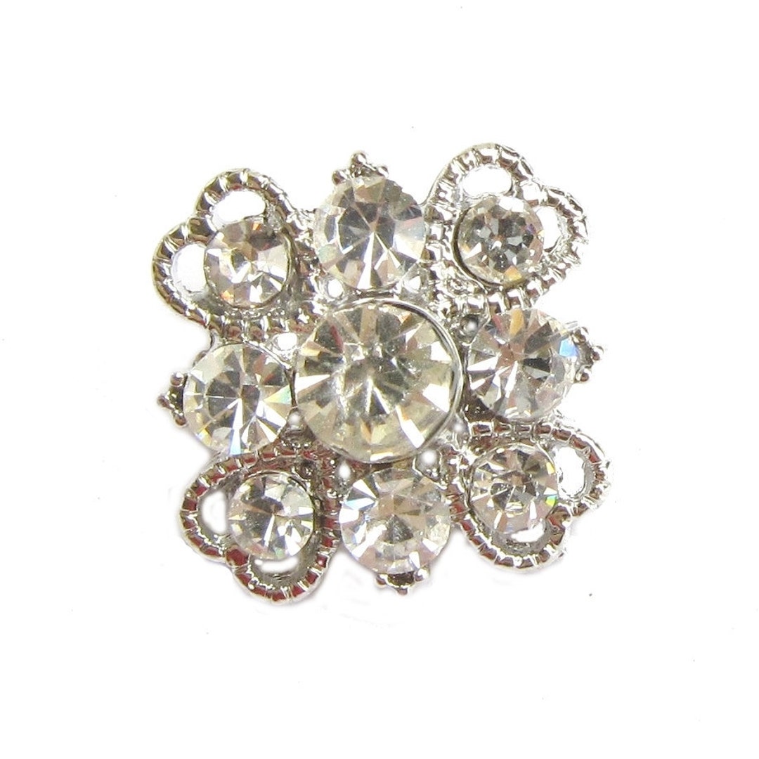 5 Crystal Rhinestone Buttons Square for Wedding Invitation Card Hair ...