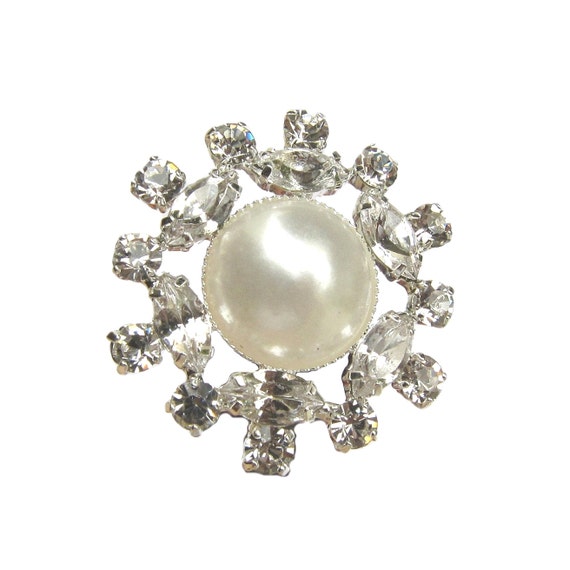 2pc or Other Quantity Pearl Crystal Rhinestone Buttons Etsy