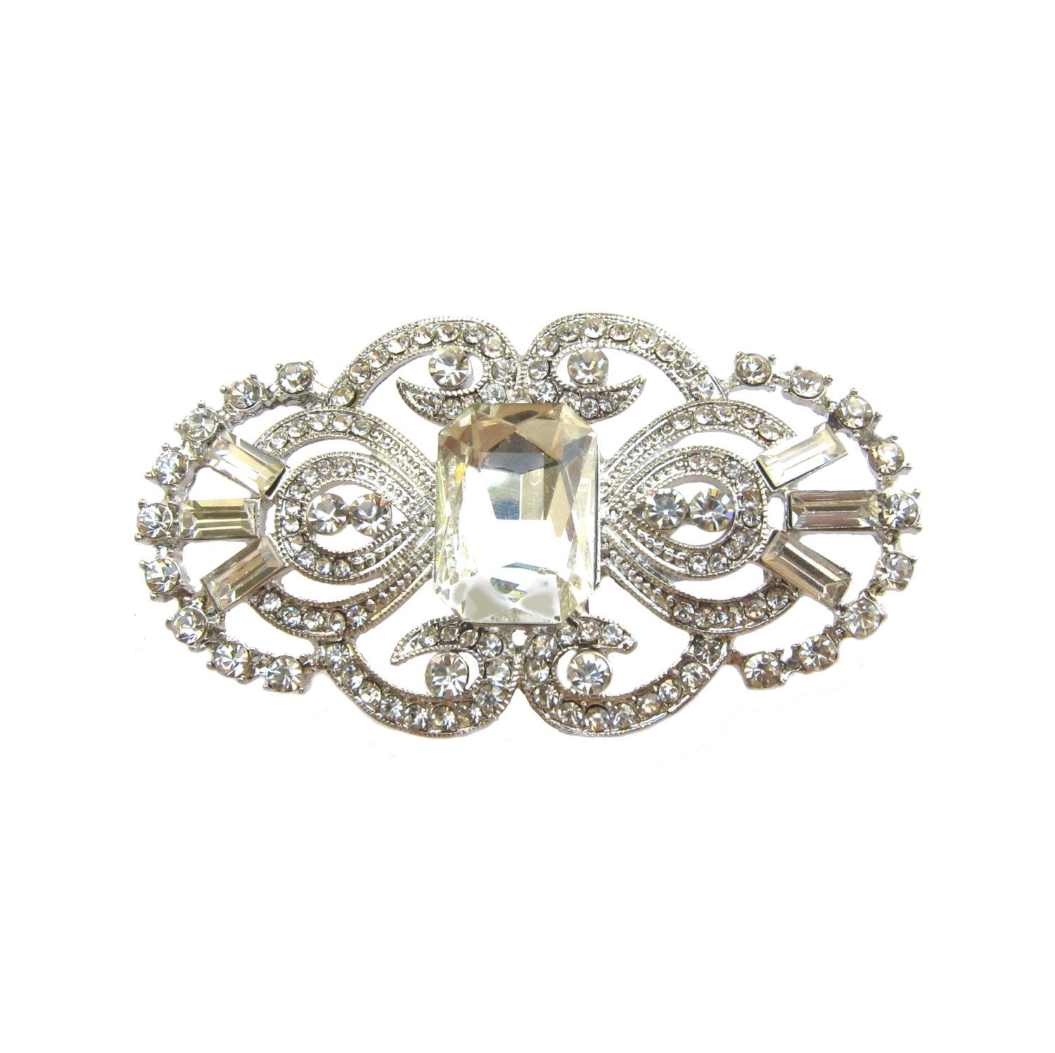 2 Crystal Rhinestone Button for Shoe Clips, Invitation Card, Hair Accessories, Bridal Sash, Bouquet Charm CN-019 (66mm or 2.6inch)
