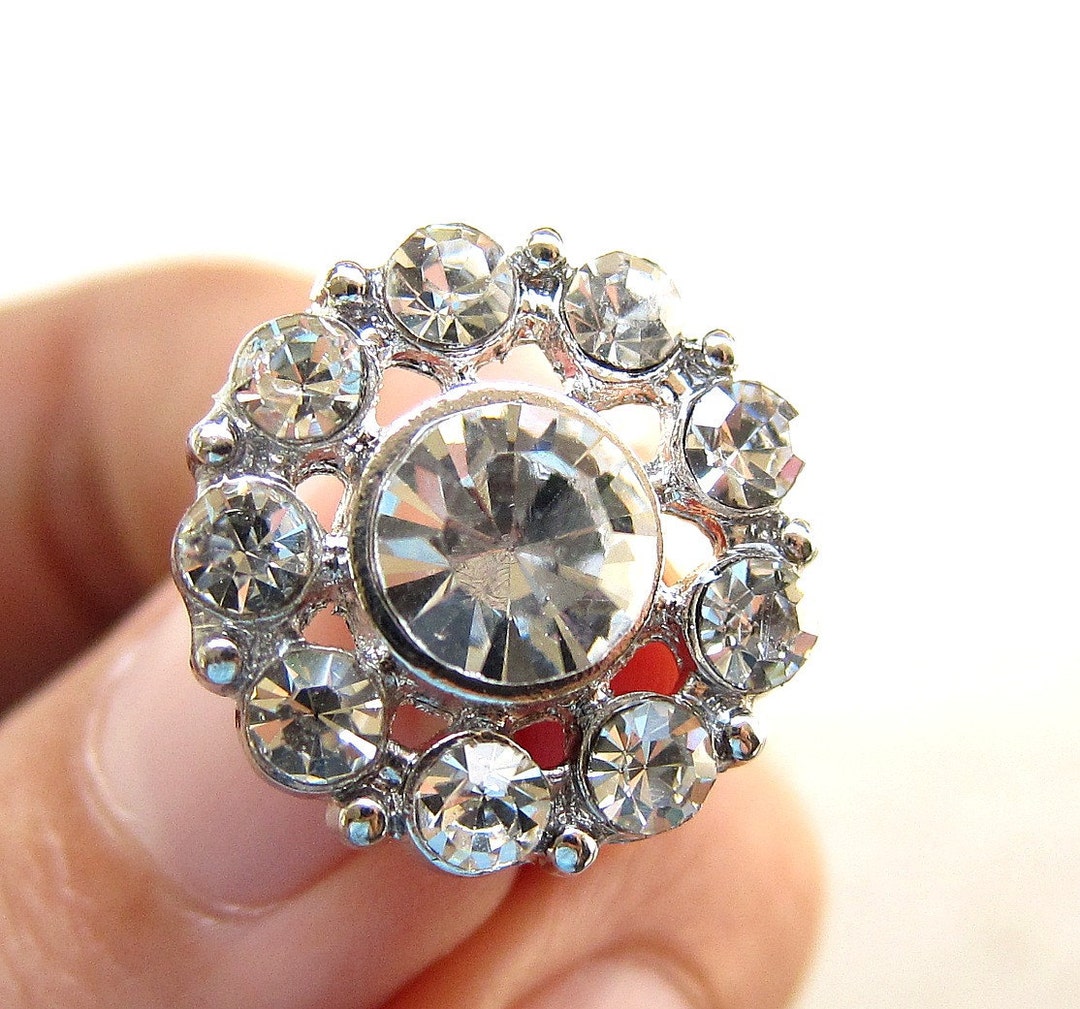 5 Rhinestone Buttons Round for Wedding Invitation Card Hair Accessories ...