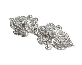 5 Crystal Rhinestone Buckle, Art Deco Hairclip, Vintage Haircomb, Garter, Bridal Headpiece BUC-029