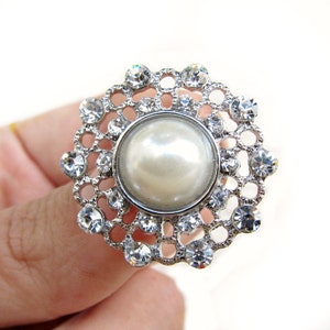 5 Perle Kristall Strass Knöpfe für Hochzeit Dekoration Einladung Karte Scrapbooking Schmuck Versorgung RB-066 (25mm oder 1Zoll)