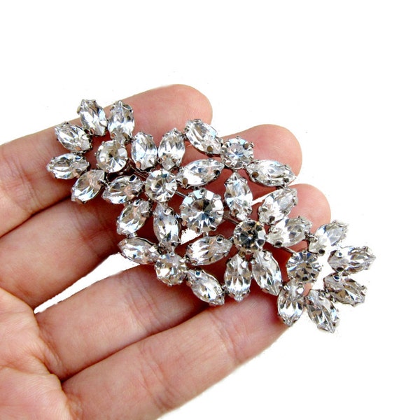 1 spilla di cristallo di strass per matrimonio sposa torta di fascia decorazione confezione regalo shoe clip ring cuscino BRO-014 (75mm o 3 pollici)