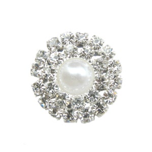 6pcs Pearl Crystal Rhinestone buttons for Wedding Decoration Invitation Card Scrapbooking Jewelry Supply RB-071 (20mm or 0.8inch)