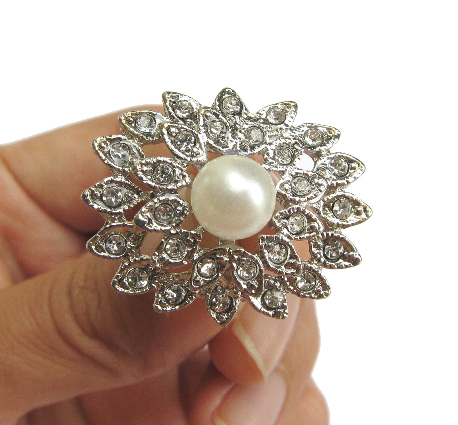 5 Vintage-inspired Pearl Crystal Rhinestone Buttons for Wedding Hair ...