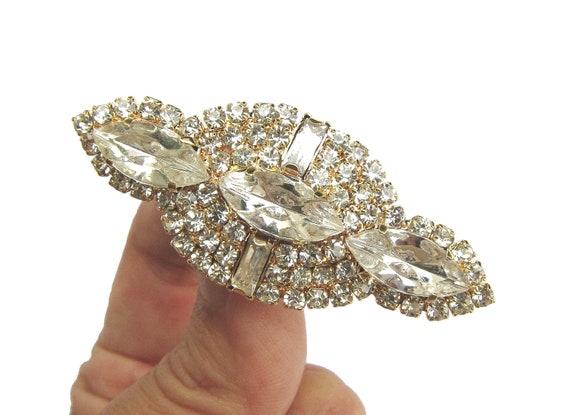 75mm or 3 inch 1 Crystal Rhinestone Brooch for Wedding Bridal Sash Cake Decoration Gift Box Shoe Clip Ring Pillow BRO-014