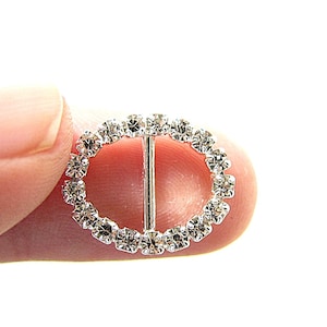 20 Crystal Rhinestone Buckle - Oval shape for wedding invitation card hair accessories scrapbooking BUC-011 (11mm by 8mm or 0.4inch/0.3inch)