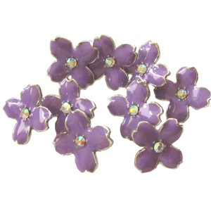 10 Purple Enamel Hydrangea Petal buttons - Wedding Bridemaid Hair Accessories Scrapbooking RB-069Purple (15mm or 0.6 inch)